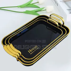 3in1 Elegant Set Serving Tray With Golden Handles