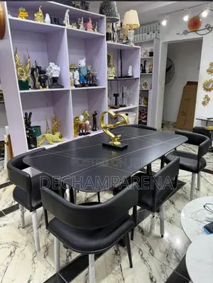 6 Seater Full Black Dining Table Set