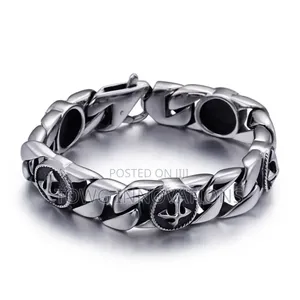 Stainless Steel Silver Cross Mens Bracelet