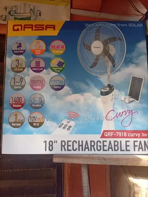 Qasa 18" Rechargeable Curvy Fan (Model QRF-7918).