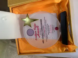 Glass Plaque, Black Base, and Gold Design