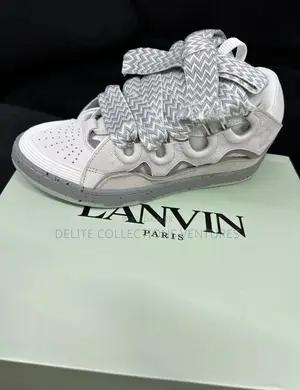 Original Lanvin Curb Leather Sneakers Grey White |Vintednow Available