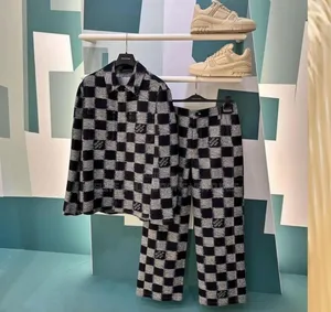 *Flocked Monogram Long Sleeve Louis Vuitton Denim Up and Down