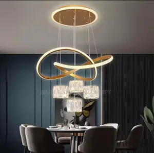 Crystal Pendants Chandelier Lamp Light Gold and Black