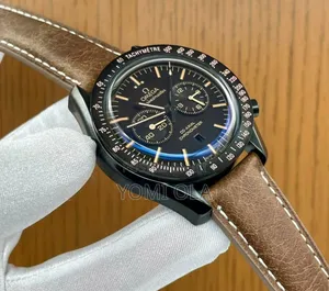 Omega Chronograph Harsh Brown Leather Watch