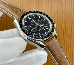Omega Speedmaster Chronograph Harsh Brown Leather Wristwatch