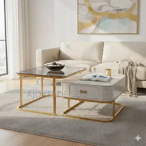 Real Marble And Tempered Glass Table With Drawer