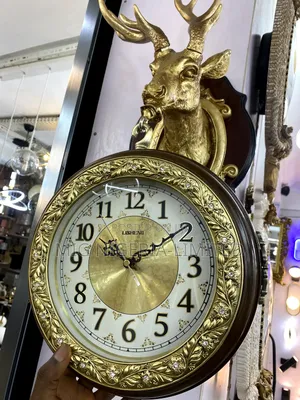 Wall Clock Double Side Creative Deer Head 3d Rotating 360 Degree Clock