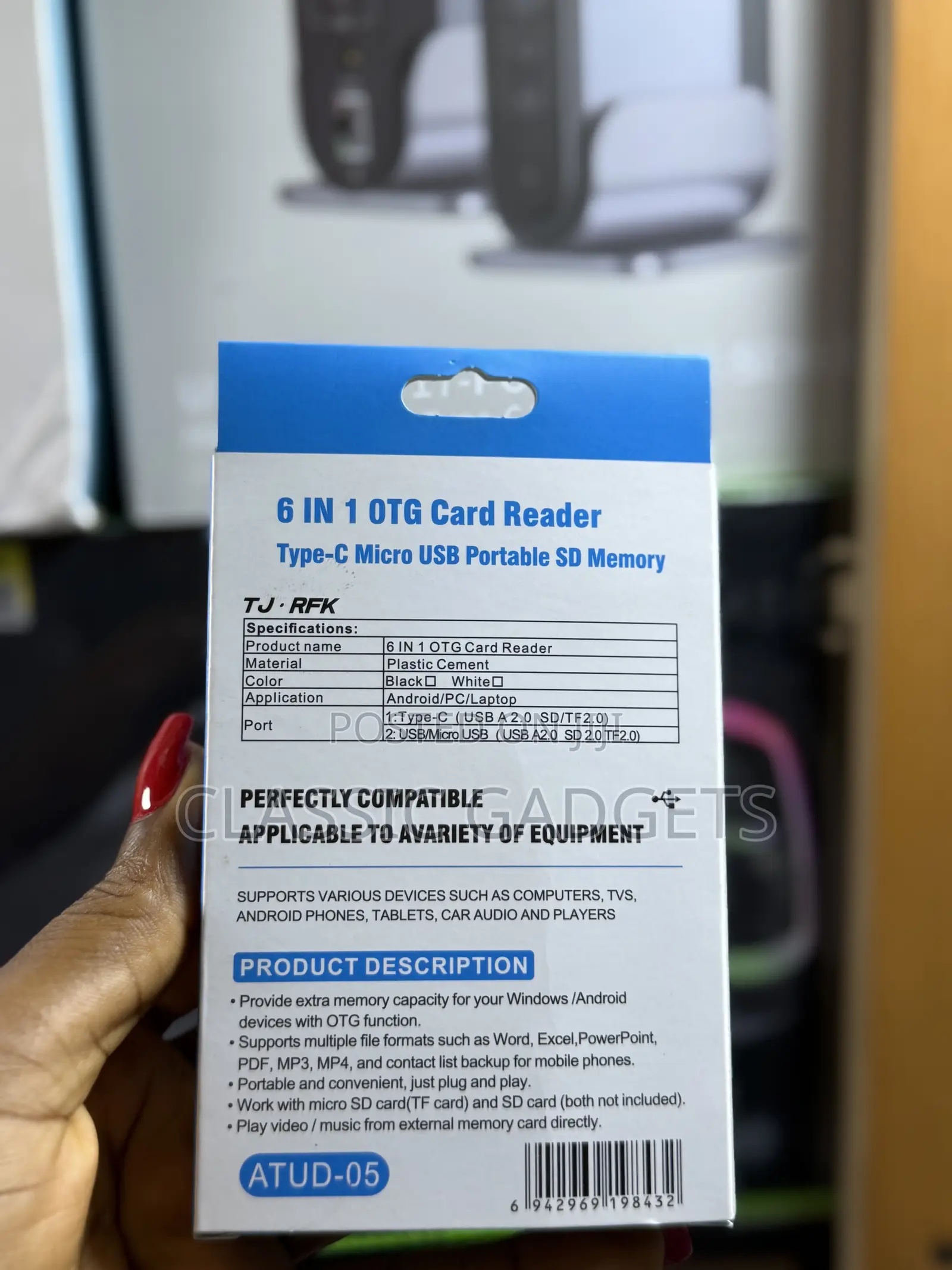 6 in 1 Otg Card Reader for Type-C/Android Phone or Pc