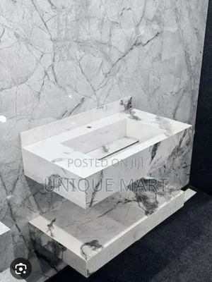 Crafted Marble Wall-Mounted Floating Bathroom Vanity and Sink Unit