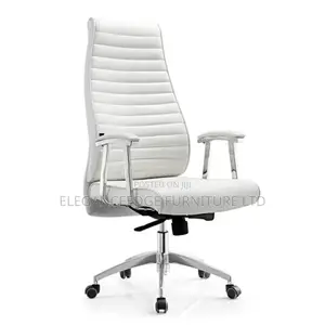 White Leather Modern Reclining Ergonomic Executive Office Chair