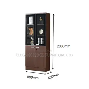2 Doors Wooden and Glass Bookshelf , Cabinet for Home and Office