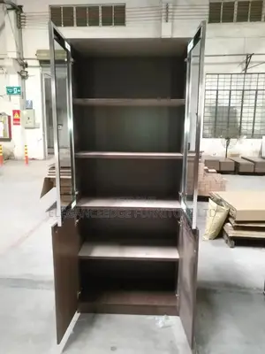 2 Doors Wooden and Glass Bookshelf , Cabinet for Home and Office