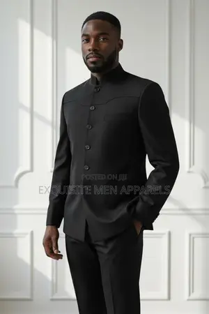 Latest Bishop Collar Quality Safari Men’S Suit