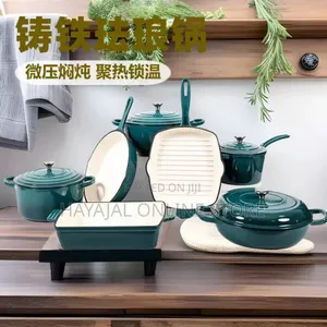 Original 11 Pieces (7 Sets) Enameled Cast Iron Pots