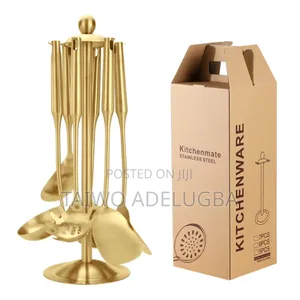 Quality 7psc 304 Stainless Steel Golden Cooking Spoon Set