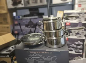 Uakeen 9pcs High Quality Triply Stainless Steel Cookware Set W/Fry Pan