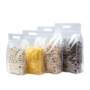 Transparent Zip Lock Packaging Pouches Flat Bottom Gusset Resealable
