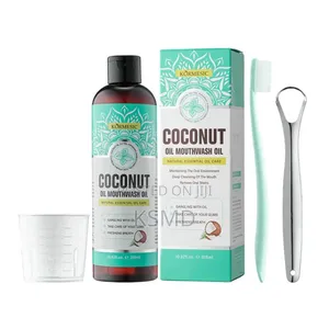 Coconut Oil-Based Mouthwash Essential Oil Plus Tongue Scraper Brush,