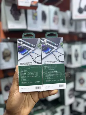 Green Lion Usb-c To Lightning Led Charging Cable, Braided + Aluminum