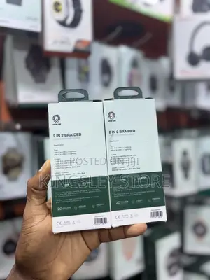 Green Lion 2 In 2 Braided Fast Charging Cable - Black