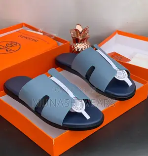Hermes Leather Slipers Crystal Black 40-46