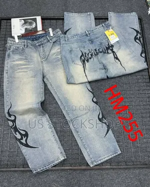 Straight Cut Design Jeans for Men