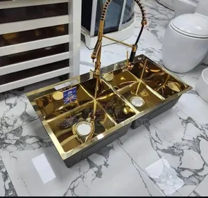 Complete Accessories With Tap And Gold Kitchen Sink