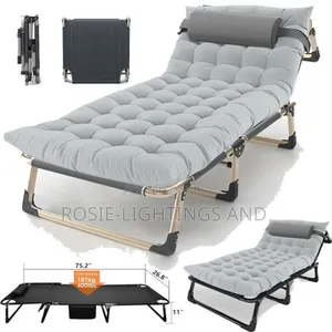 Outdoor Camping Folding Bed With Mattress Cot - Gray