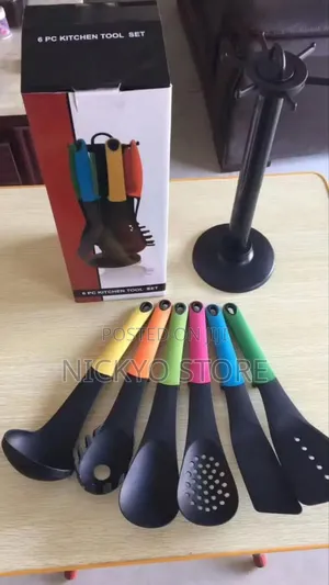 6-Piece Kitchen Utensil Set With Stand (Color Handle Set)