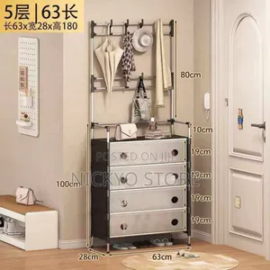 5-Layer Wardrobe Storage Rack With Cover Hanging Rail