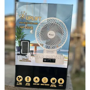 Upliift 7-Inch Rechargeable Table Fan With Solar Panel and Bulbs