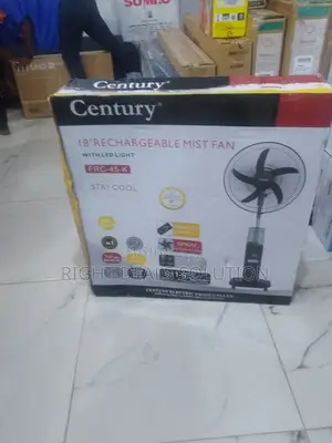 Century 18" Rechargeable Standing Misting Fan With Led Lights