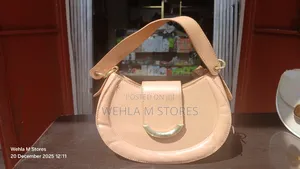 Shoulder Bag With Gold Embellishment- Nude