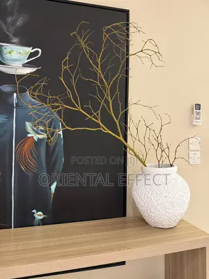 White Sandblast Vase With Natural Twigs | Minimalist Home Decor