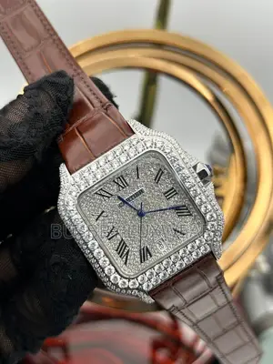 Cartier Fully Stoned Leather Watch for Men