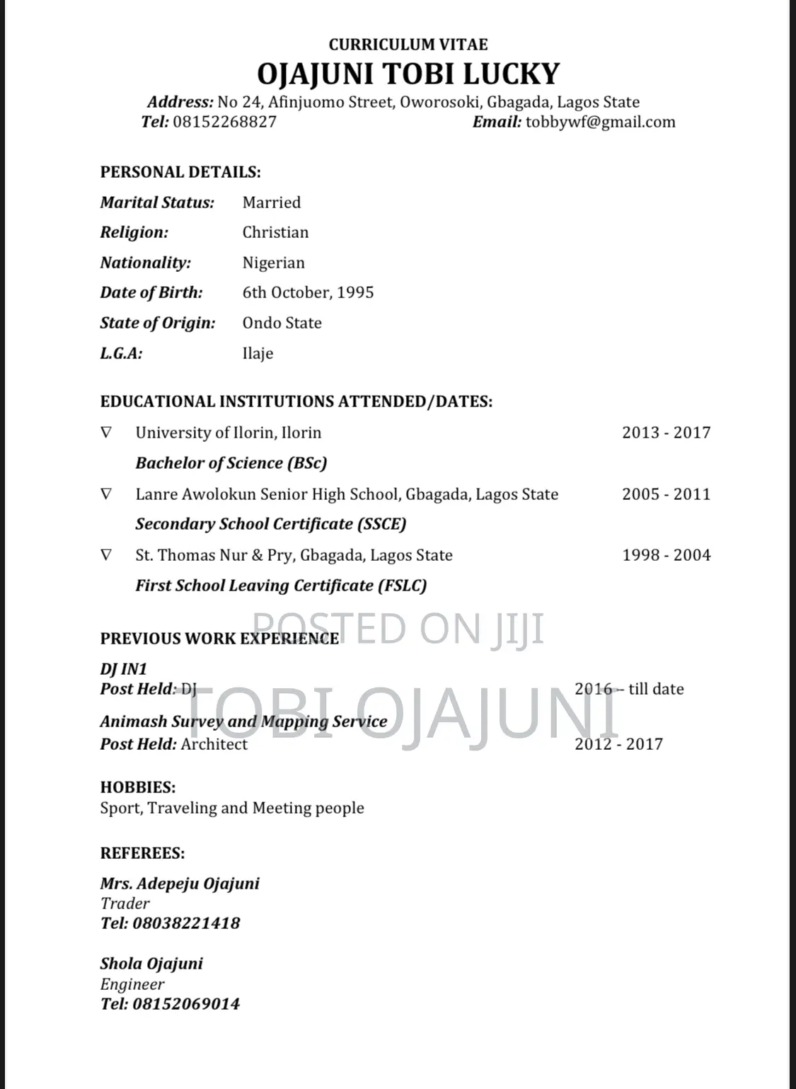 Engineering Architecture CV