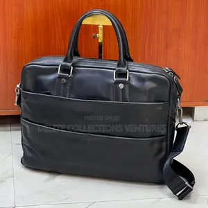 This Is a Black Leather Tommasi Unisex Brief-Bag
