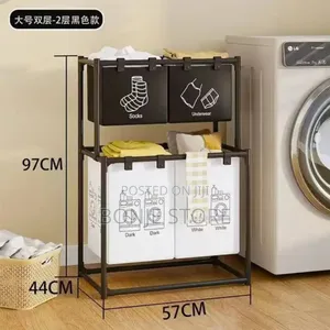 Double Layer 4 Compartment Laundry Basket