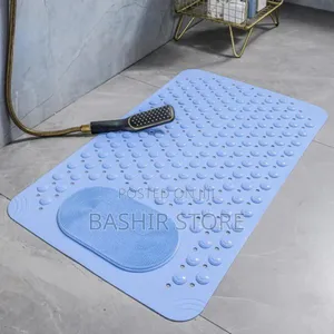 Anti-Slip Shower Mat With Suction Cups and a Foot Scrubber Area.