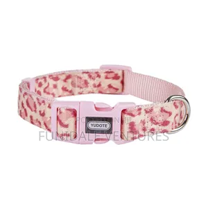 Pink Leopard Patterned Dog Collar