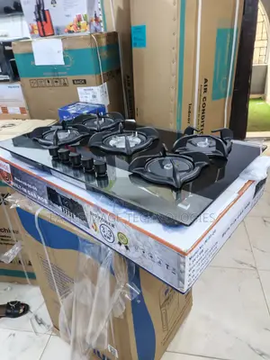 Brand New Image 5 Burner Gas Hob Im-90-G6 Black Glass