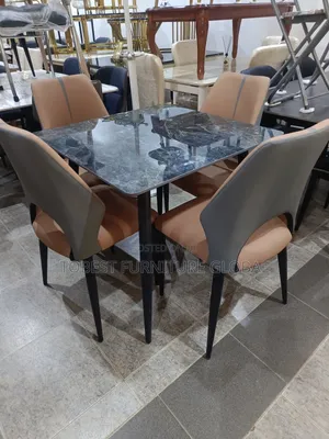Simple 4 Seaters Marble Dining Table And Chairs