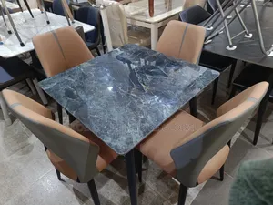 Simple 4 Seaters Marble Dining Table And Chairs