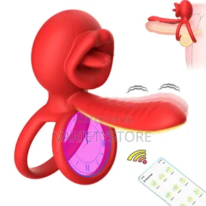App Vibrating Penis Ring With Licking Mouth G Spot Clitoral Stimulator