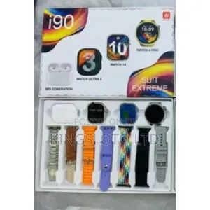 I90 Smartwatch Suite With 7 Straps 3 Watches and Earbuds - Silver