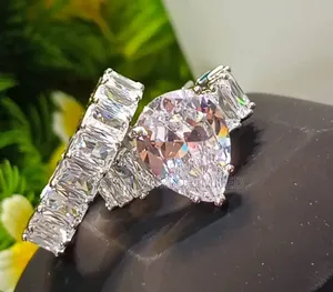 Sleek Cubic Zirconia Silver Wedding Rings Gl 5h