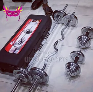 55kg Adjustable Chrome Barbell And Dumbbell Set With Case