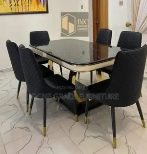 Black Color Ring Leg Dinning Table