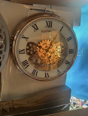 Gold-Colored "Valentine" Wall Clock With Moving Gear Mechanisms